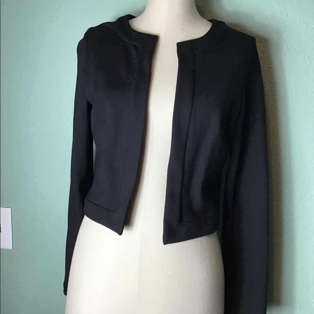 Eva Franco black open front jacket size 6